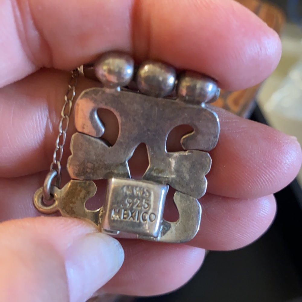 Vintage MWS Mexico .925 Sterling Silver Heavy Link Cutout Scroll Style Bracelet. - Picture 10 of 11